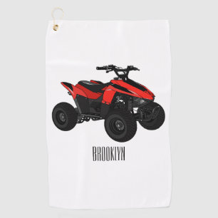 Quad bike atv cartoon illustration golf towel