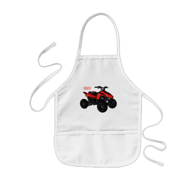 Quad bike atv cartoon illustration  kids apron (Front)