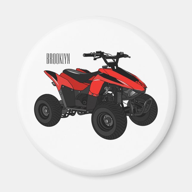 Quad bike atv cartoon illustration  magnet (Front)