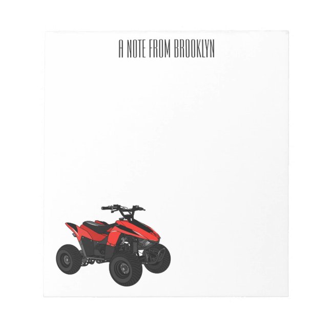 Quad bike atv cartoon illustration  notepad (Front)