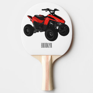 Quad bike atv cartoon illustration  ping pong paddle