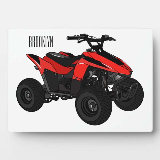 Quad bike atv cartoon illustration  plaque (Front)