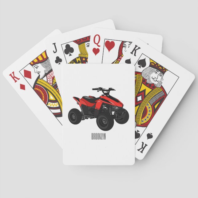 Quad bike atv cartoon illustration  playing cards (Back)