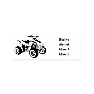 Quad bike atv cartoon illustration rubber stamp