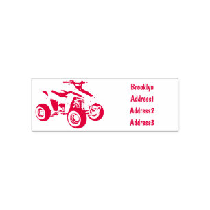 Quad bike atv cartoon illustration self-inking stamp