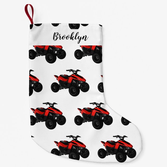 Quad bike atv cartoon illustration small christmas stocking (Front)