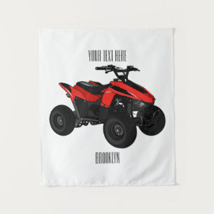 Quad bike atv cartoon illustration  tapestry