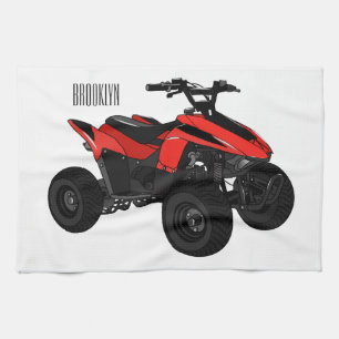 Quad bike atv cartoon illustration  tea towel