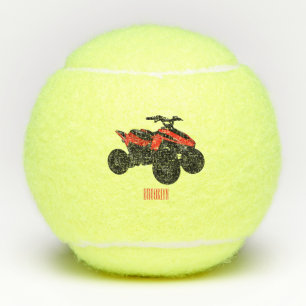 Quad bike atv cartoon illustration tennis balls