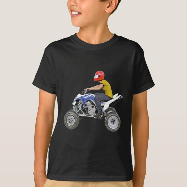 Quad Bike ATV in Side Profile Riding with 4 Down T-Shirt (Front)