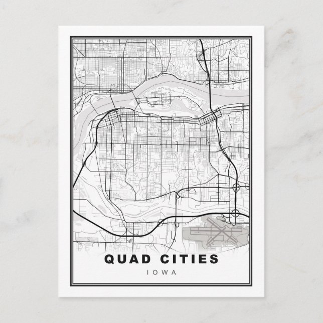 Quad Cities Map Postcard (Front)