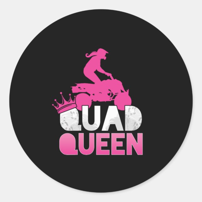 Quad Queen ATV Rider Girl Mum Mother Offroad Gift Classic Round Sticker (Front)