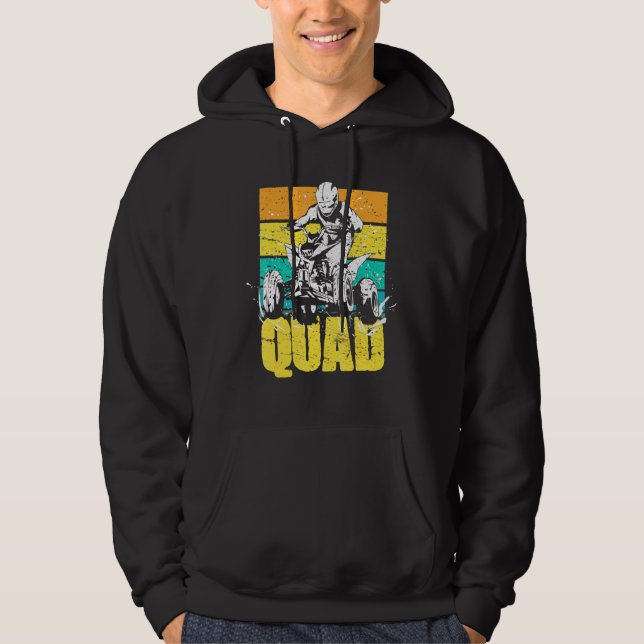 Quad Retro Quad Riding Four Wheeler Atv For Boys M Hoodie (Front)