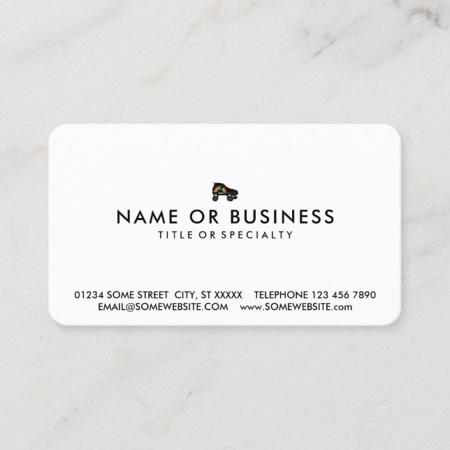 quad roller skate rainbow business card (Front)