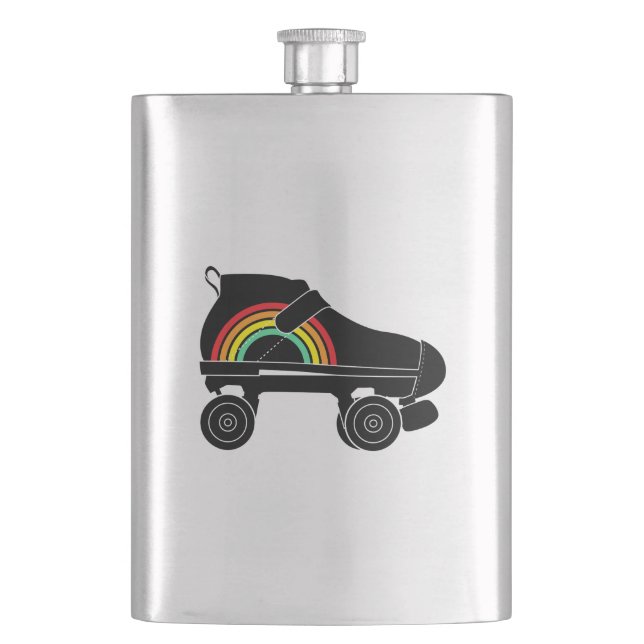 quad roller skate rainbow hip flask (Front)