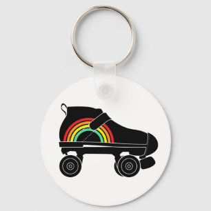 quad roller skate rainbow key ring