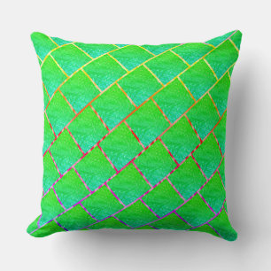 Quadrados verde azulados, linhas DE 3 cores. Cushion