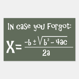 Quadratic Formula Reminder Rectangular Sticker