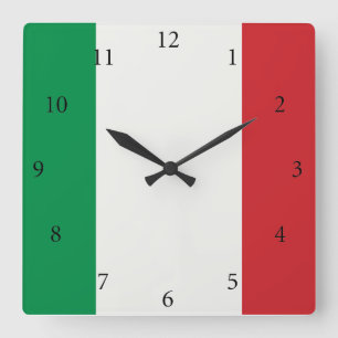 Quadratische Wanduhr Italien Fahne Square Wall Clock