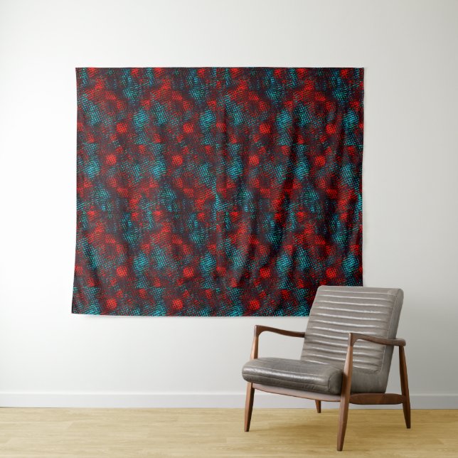 Quadriculados riscados cor vermelho e azul claro. tapestry (In Situ (Horizontal))