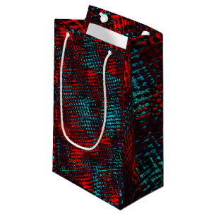 Quadriculados riscados em vermelho e azul claro. small gift bag