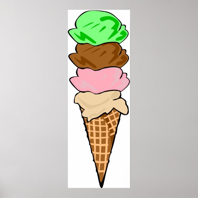 Quadruple Ice Cream Cone Poster (Front)