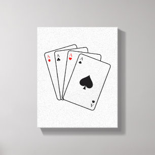 Quadruplets Aces Poker cards at Poker Canvas Print