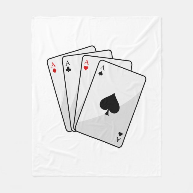 Quadruplets Aces Poker cards at Poker Fleece Blanket (Front)