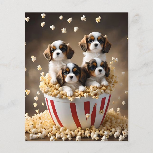 Quads Cavalier Spaniel Puppies In The Popcorn, Flyer (Front)