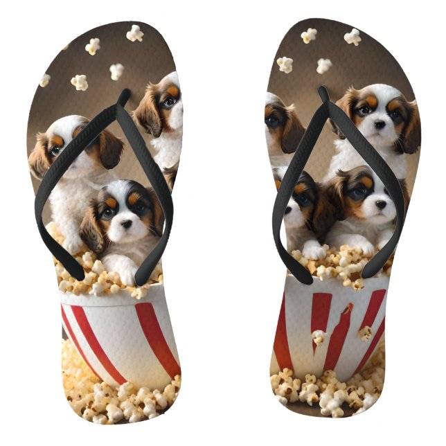 Quads Cavalier Spaniel Puppies In The Popcorn, Jandals (Footbed)