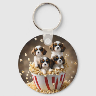 Quads Cavalier Spaniel Puppies In The Popcorn, Key Ring