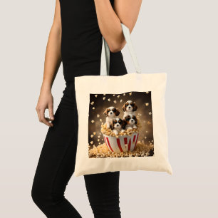Quads Cavalier Spaniel Puppies In The Popcorn, Tote Bag