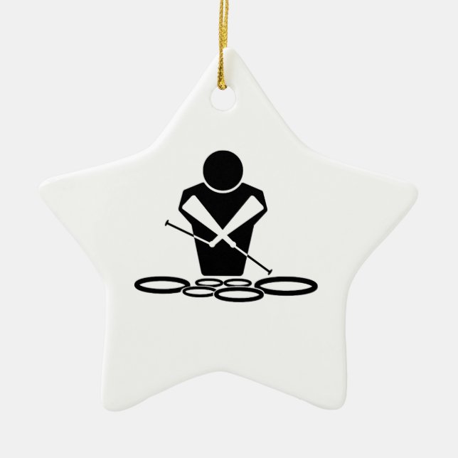 QUADS - TWO SPOCK DRUMS CERAMIC TREE DECORATION (Front)