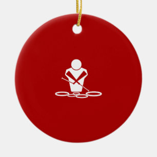 Quads - White - Red Background - Tenors Baby! Ceramic Tree Decoration