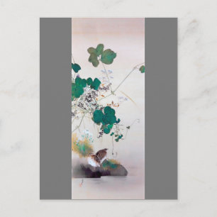 Quail and Autumn Flowers, Watanabe Seitei Postcard