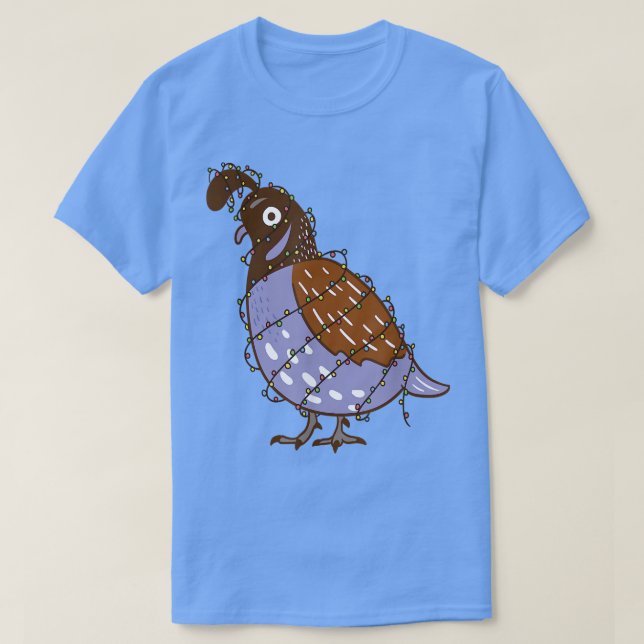 Quail Bird With Christmas Lights Costume Quail Lov T-Shirt (Design Front)