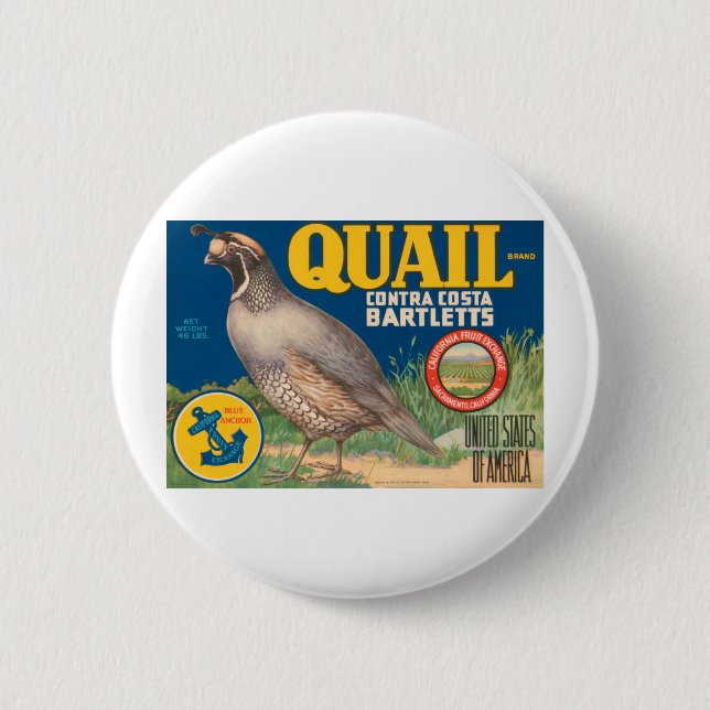 Quail Brand Contra Costa Bartletts 6 Cm Round Badge (Front)
