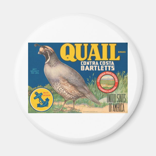 Quail Brand Contra Costa Bartletts Magnet (Front)