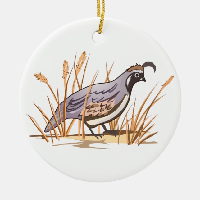 Quail Ceramic Tree Decoration (Front)