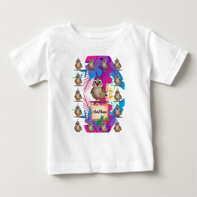 Quail Colourful Print  Baby T-Shirt (Front)