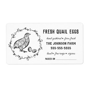 Quail Eggs Vintage Farm Name Black & White Label