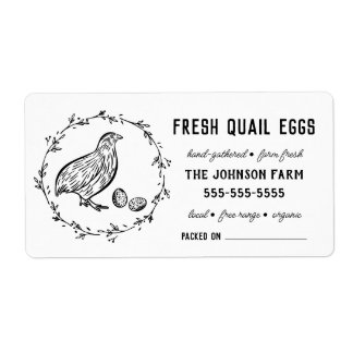 Quail Eggs | Vintage Farm Name Black & White Label