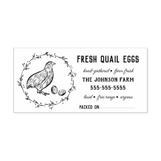 Quail Family Farm Name Egg Carton Rubber Stamp