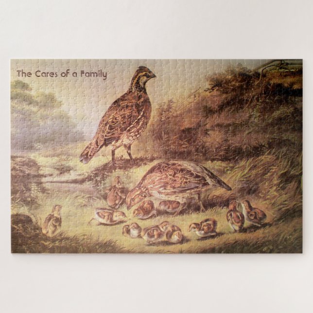Quail Family Large Puzzle (500 pieces) (Horizontal)