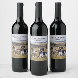 Quail Hunting with a Brittany Spaniels, Art  Wine Label