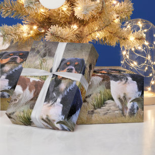 Quail Hunting with a Brittany Spaniels, Art Wrapping Paper