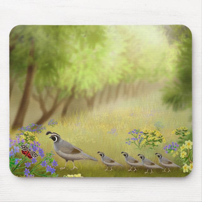 Quail in a Meadow Mousepad (Front)
