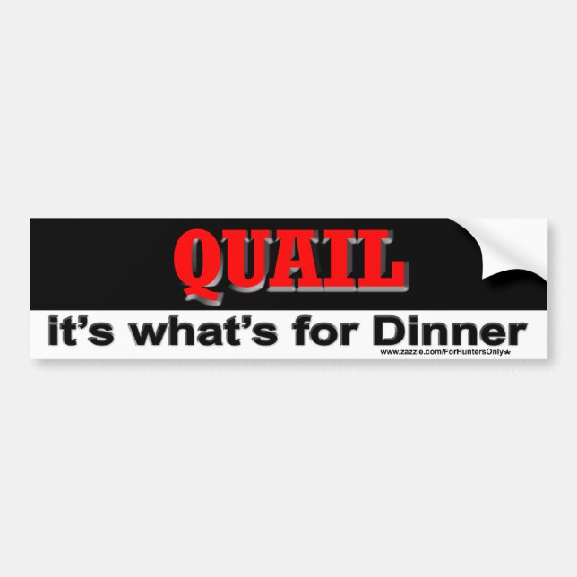 QUAIL it's what's for Dinner Bumper Sticker (Front)