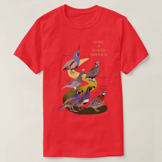 Quail of North America with text T-Shirt (Design Front)