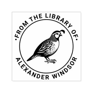 Quail Wild Game Bird Standing Library Book Name Self-inking Stamp